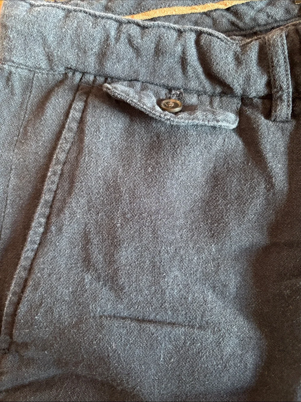 Banana Republic Navy Linen Blend Straight Leg Pants Flat Front